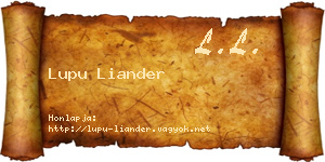 Lupu Liander névjegykártya